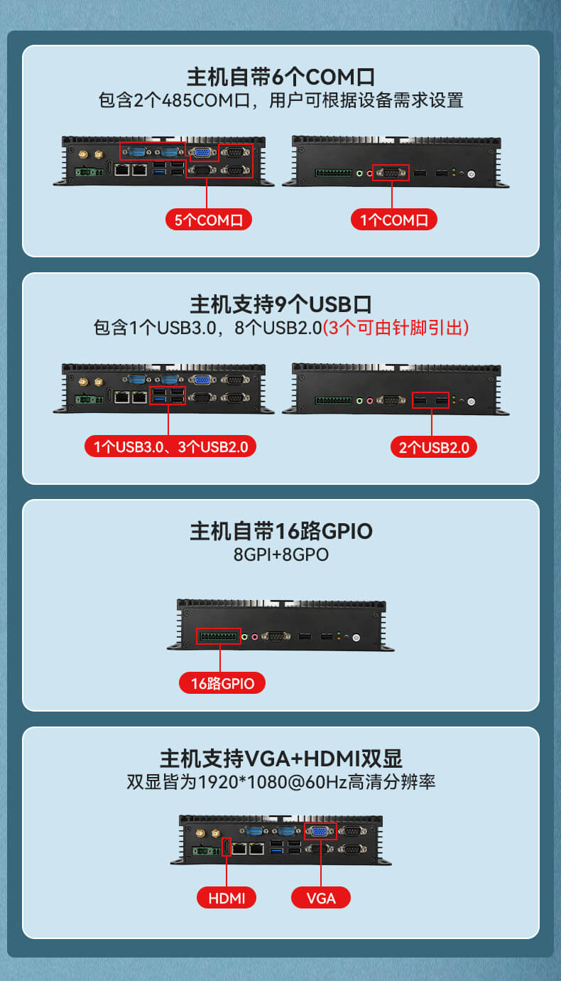 万泰娱乐无风扇嵌入式工控机,车队管理系统工业电脑,DTB-3002-J1900