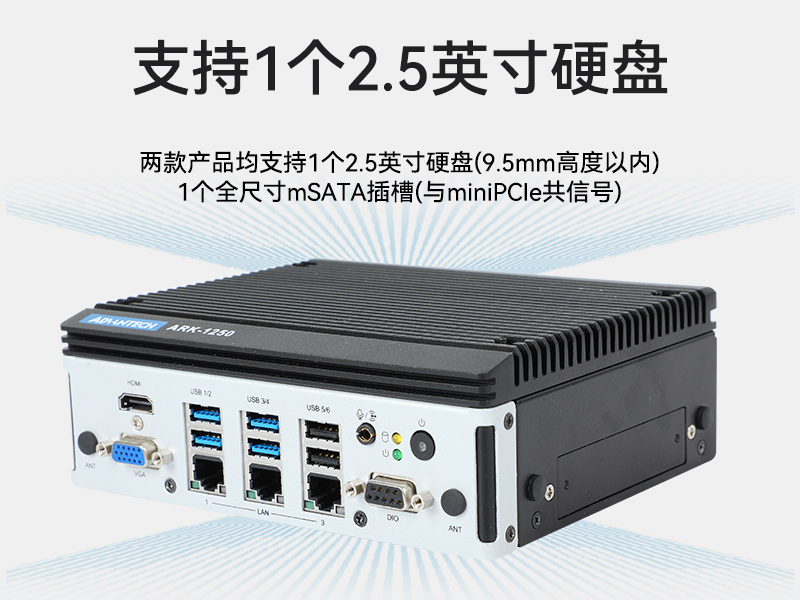 研华嵌入式工控机,酷睿11代I5工业电脑主机,ARK-1250L